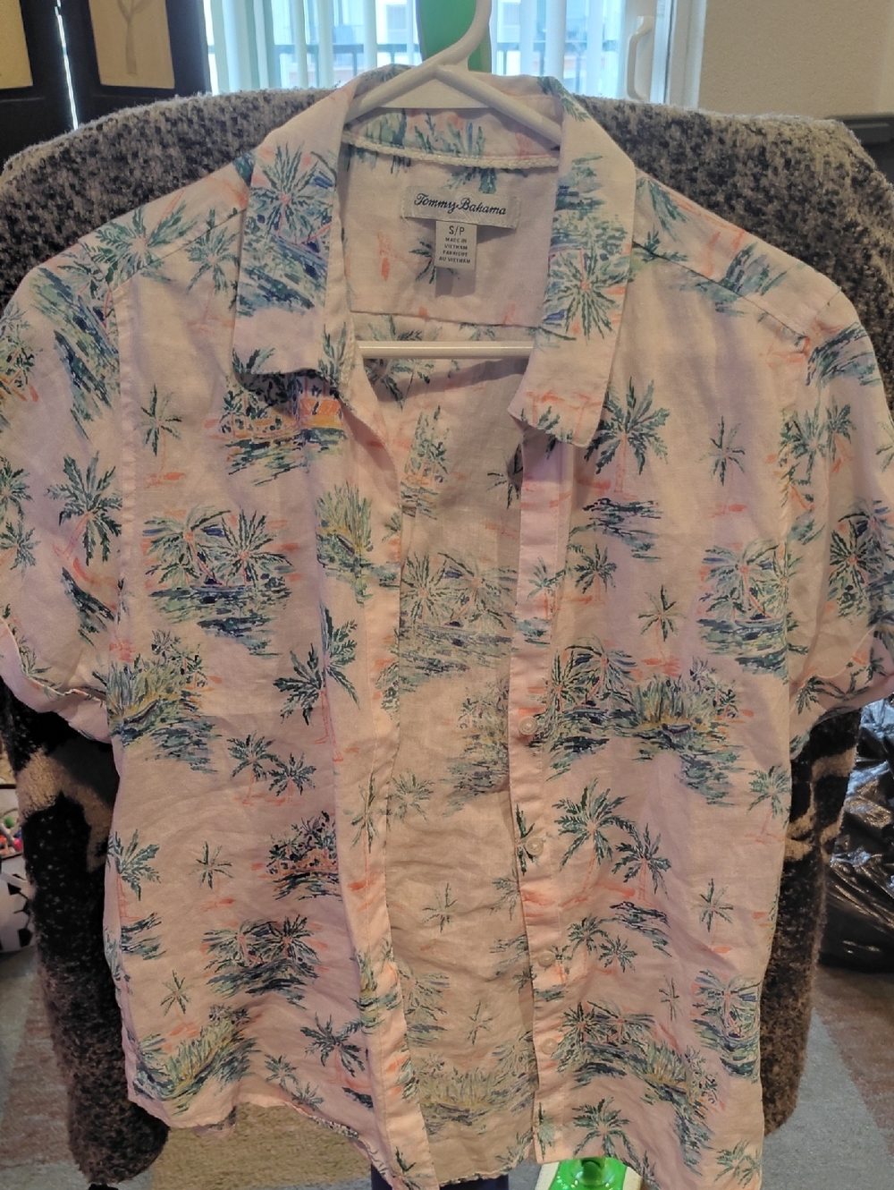 Tommy Bahama Pink Palm-Print Camp Shirt